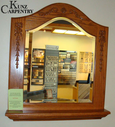 Custom Oak Arched Beveled Mirror